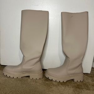 Tan rain boots